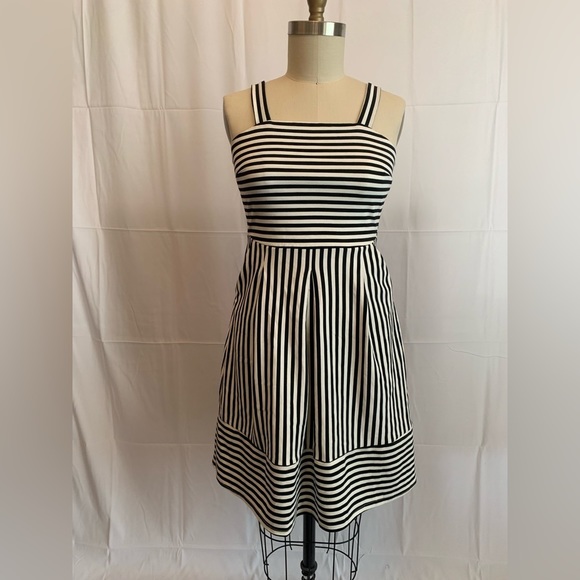 Brixon Ivy Dresses & Skirts - Nwot Brixon Ivy Black & White Striped
Ponte Bib Fit & Flare Summer Dress medium